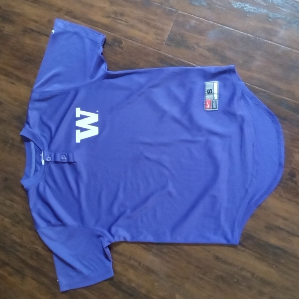 Nike Fit Dry UW Husky Purple Collarless Polo Size Small